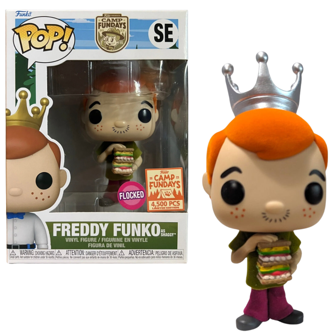 Freddy authentic as Shaggy ( Flocked ) Funko Pop!